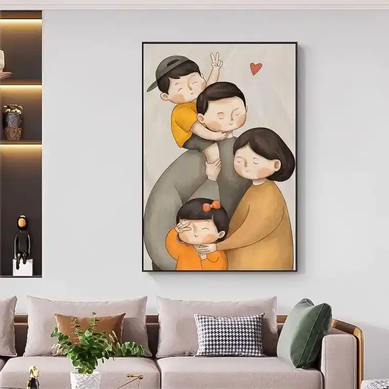 一家四口.家是温暖的港湾#90后的老年生活 #晴天装饰画 # - 抖音