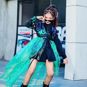 女童摇滚风服装走秀硬糖儿童t台霸气演出礼服潮少儿模特童装套装